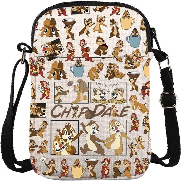 Whimsical Squirrel Lover Cartoon Crossbody Bag - Perfect for Family Vacations - Picture 1 of 6